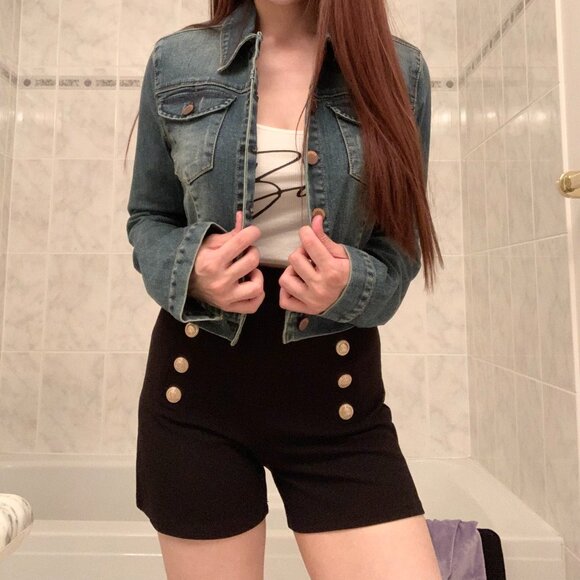 Forever 21 Life in Progress Cropped Cotton Vintage Denim Jacket Size Medium - Picture 8 of 8